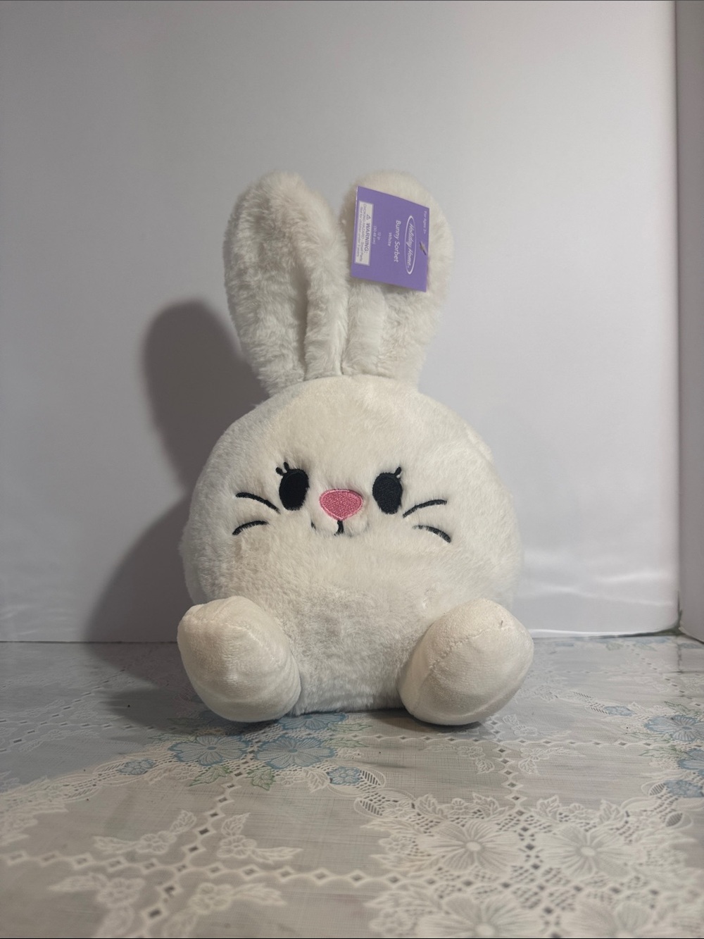 Holiday Home Sorbet Bunny Plush - White Easter Plush 12”